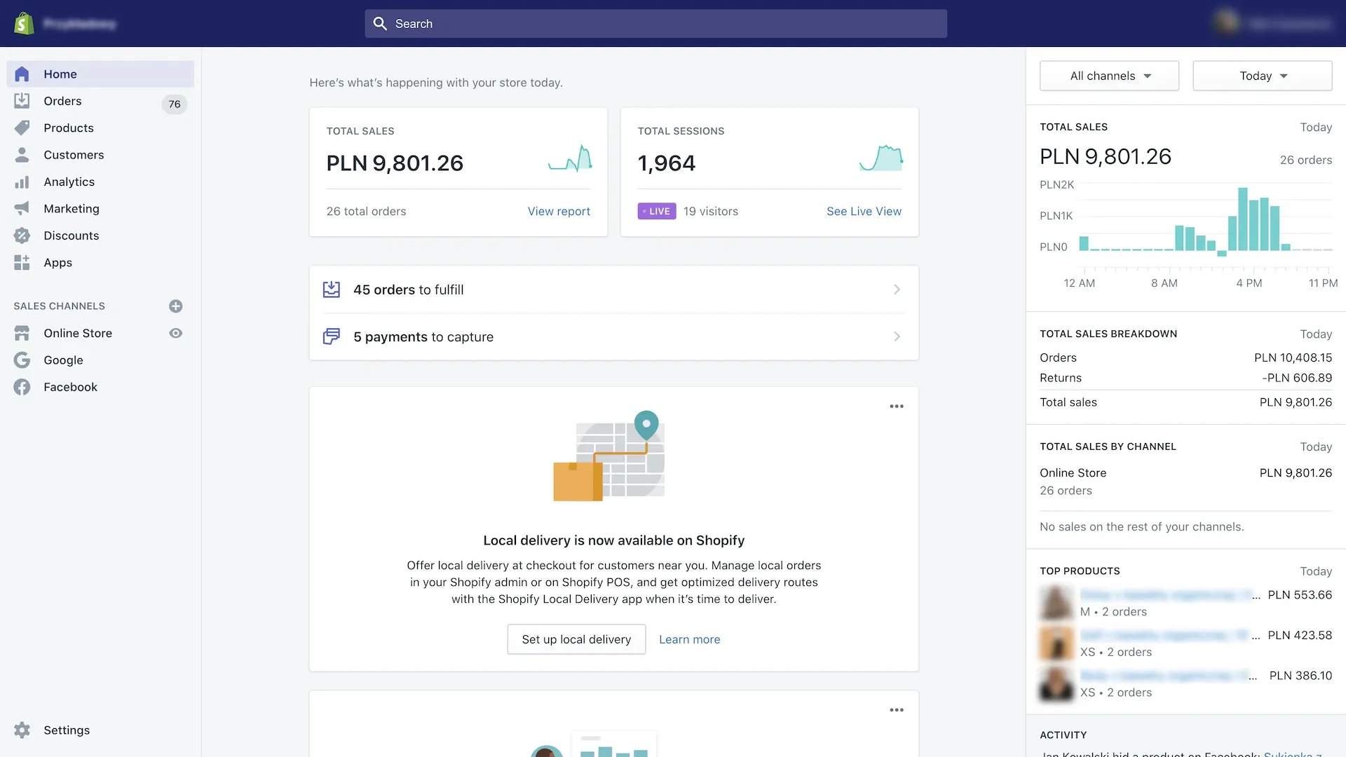 Panel Shopify
