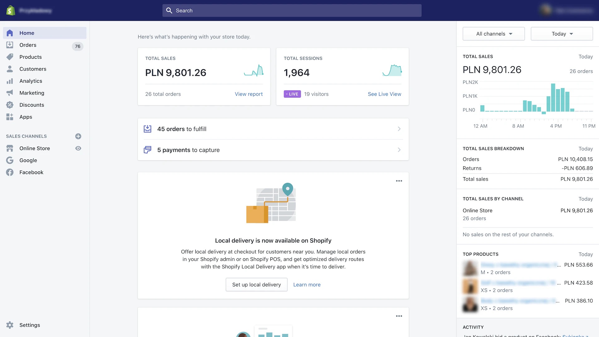 Panel Shopify